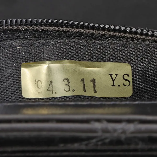 Chanel Around 1992 Made Bicolore Stitch Round Turn-Lock Vanity 2Way Bag Black