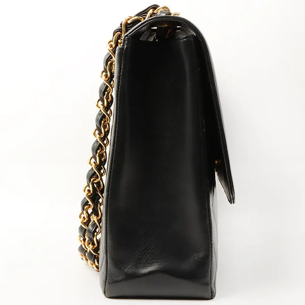 Chanel Around 1992 Made Big Cc Mark Stitch Turn-Lock Chain Bag Black