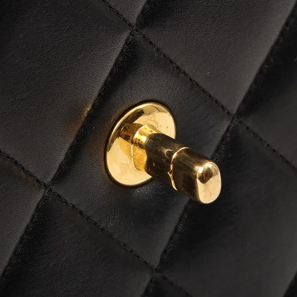 Chanel Around 1992 Made Big Cc Mark Stitch Turn-Lock Chain Bag Black
