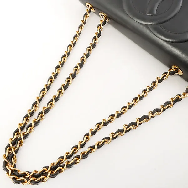 Chanel Around 1992 Made Big Cc Mark Stitch Turn-Lock Chain Bag Black