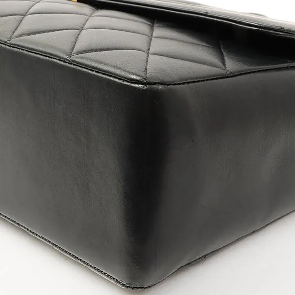 Chanel Around 1992 Made Big Cc Mark Stitch Turn-Lock Chain Bag Black