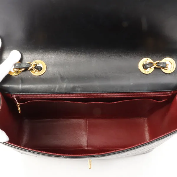 Chanel Around 1992 Made Big Cc Mark Stitch Turn-Lock Chain Bag Black