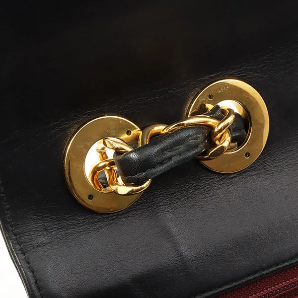 Chanel Around 1992 Made Big Cc Mark Stitch Turn-Lock Chain Bag Black