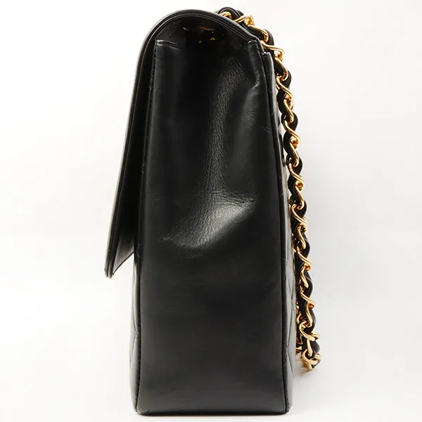 Chanel Around 1992 Made Big Cc Mark Stitch Turn-Lock Chain Bag Black