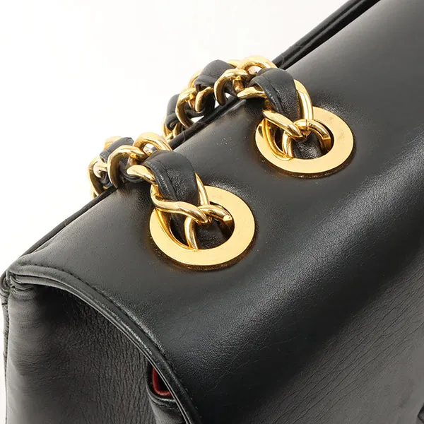 Chanel Around 1992 Made Big Cc Mark Stitch Turn-Lock Chain Bag Black