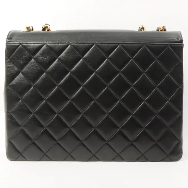 Chanel Around 1992 Made Big Cc Mark Stitch Turn-Lock Chain Bag Black