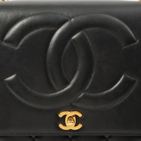 Chanel Around 1992 Made Big Cc Mark Stitch Turn-Lock Chain Bag Black