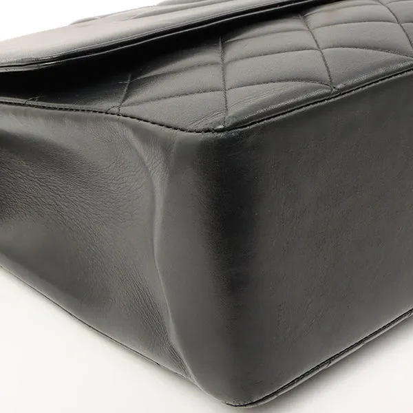 Chanel Around 1992 Made Big Cc Mark Stitch Turn-Lock Chain Bag Black