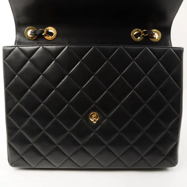 Chanel Around 1992 Made Big Cc Mark Stitch Turn-Lock Chain Bag Black