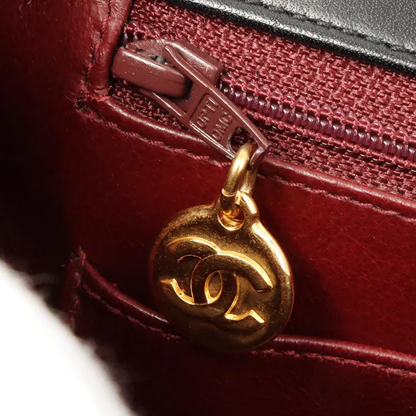 Chanel Around 1992 Made Big Cc Mark Stitch Turn-Lock Chain Bag Black