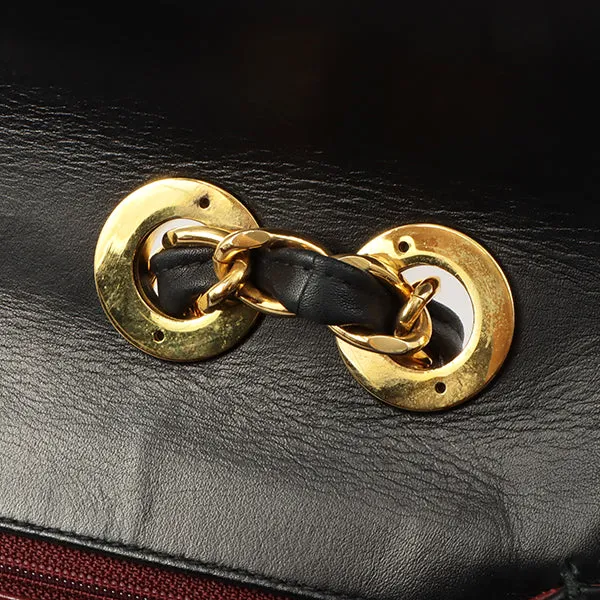 Chanel Around 1992 Made Big Cc Mark Stitch Turn-Lock Chain Bag Black
