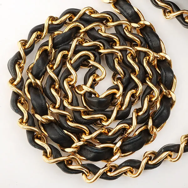 Chanel Around 1992 Made Big Cc Mark Stitch Turn-Lock Chain Bag Black