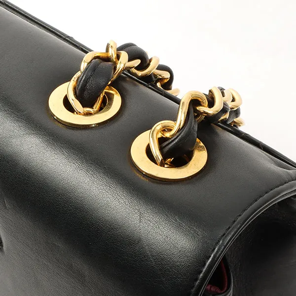 Chanel Around 1992 Made Big Cc Mark Stitch Turn-Lock Chain Bag Black
