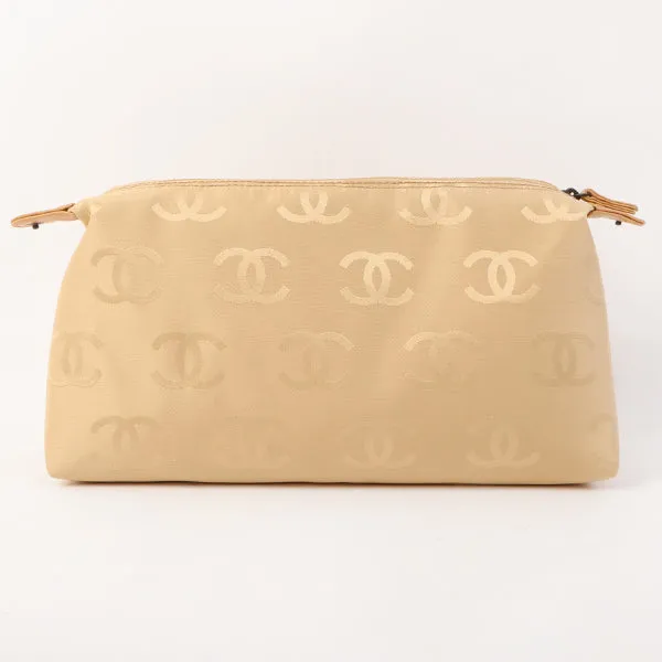 Chanel Around 2000 Made Cc Mark Plate Chain Shoulder Bag Beige