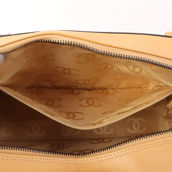 Chanel Around 2000 Made Cc Mark Plate Chain Shoulder Bag Beige