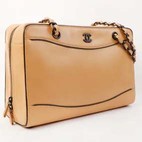 Chanel Around 2000 Made Cc Mark Plate Chain Shoulder Bag Beige