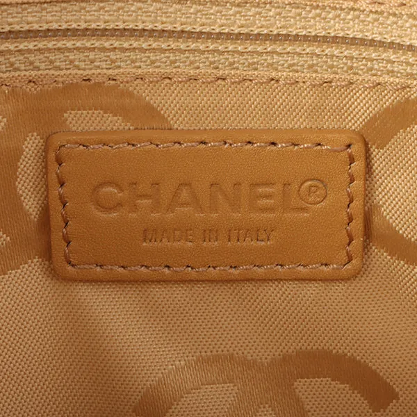 Chanel Around 2000 Made Cc Mark Plate Chain Shoulder Bag Beige