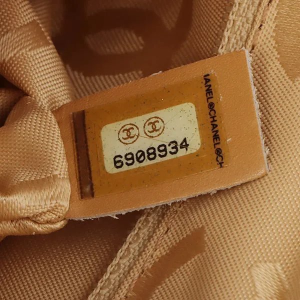Chanel Around 2000 Made Cc Mark Plate Chain Shoulder Bag Beige