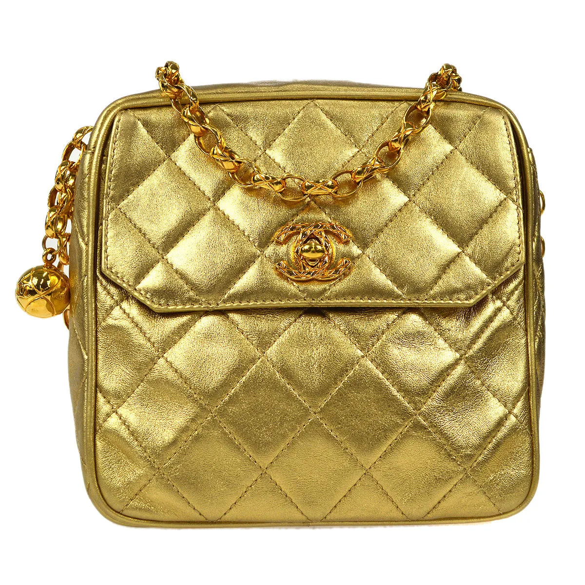 CHANEL Bijou Chain Shoulder Bag Gold Lambskin