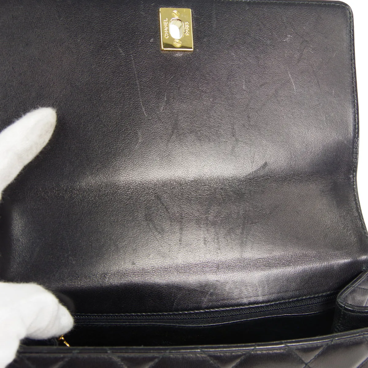 CHANEL Braided Shoulder Bag Black Lambskin