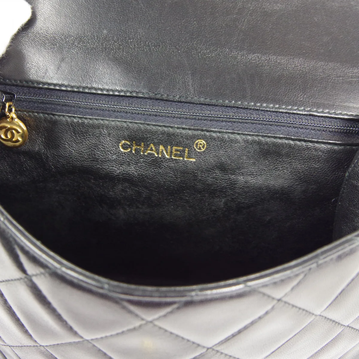 CHANEL Braided Shoulder Bag Black Lambskin