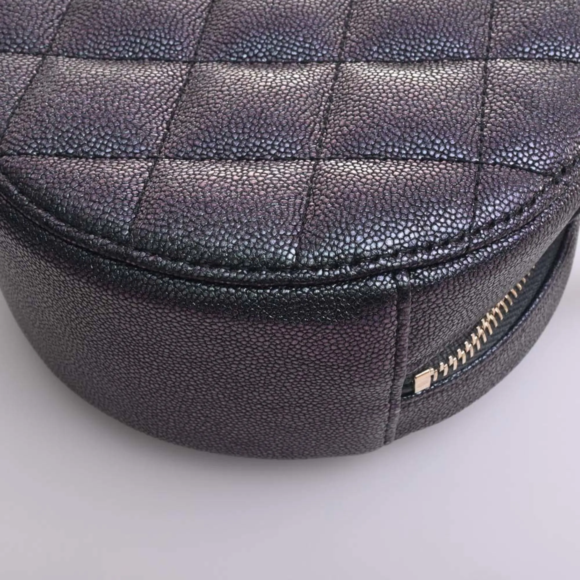 CHANEL Caviar Skin Matelasse Coco Mark Chain Shoulder Bag Metallic Women's