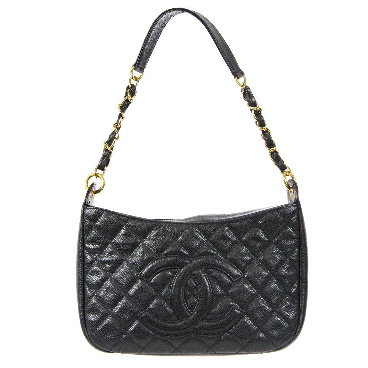 CHANEL Chain Handbag Black Caviar