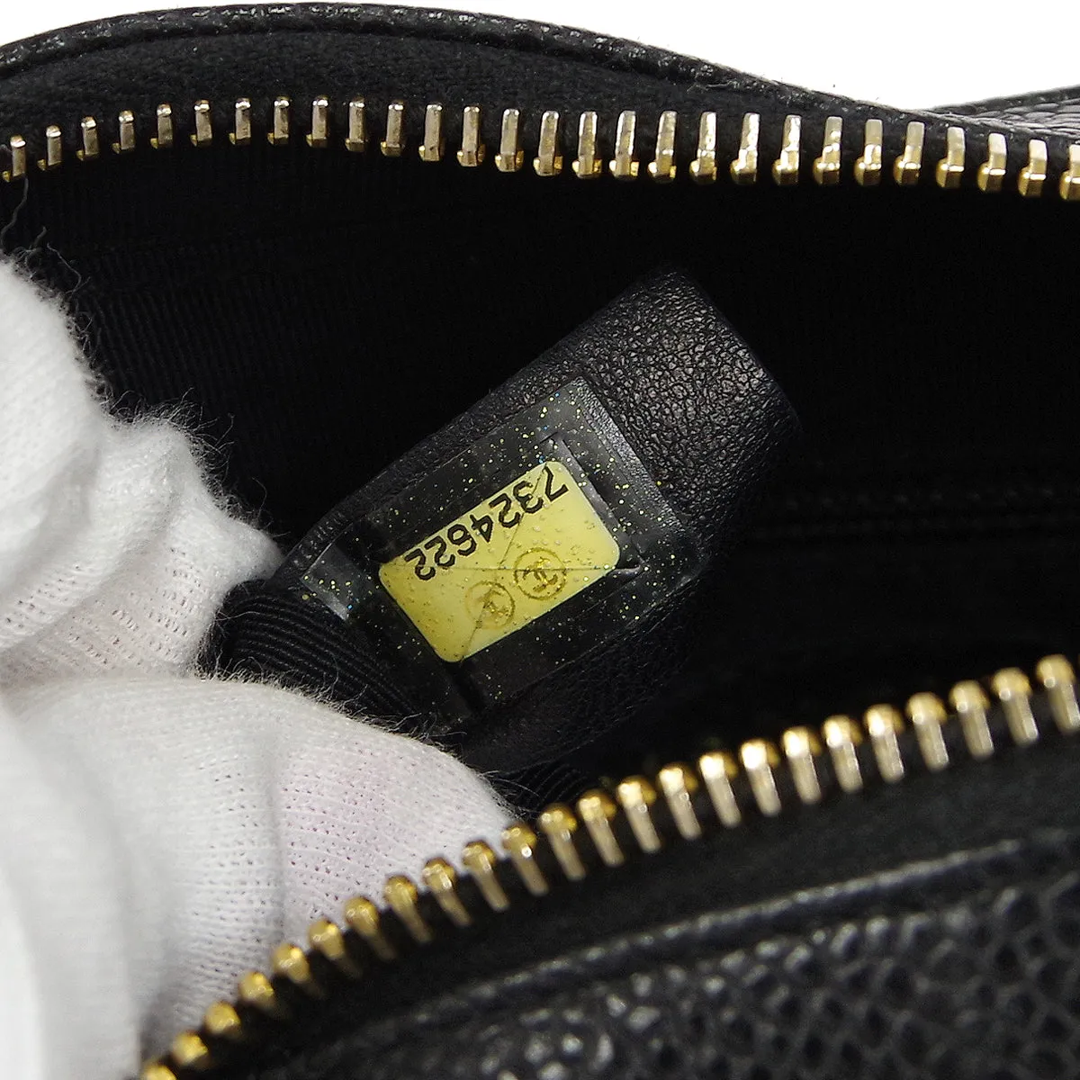 CHANEL Chain Handbag Black Caviar