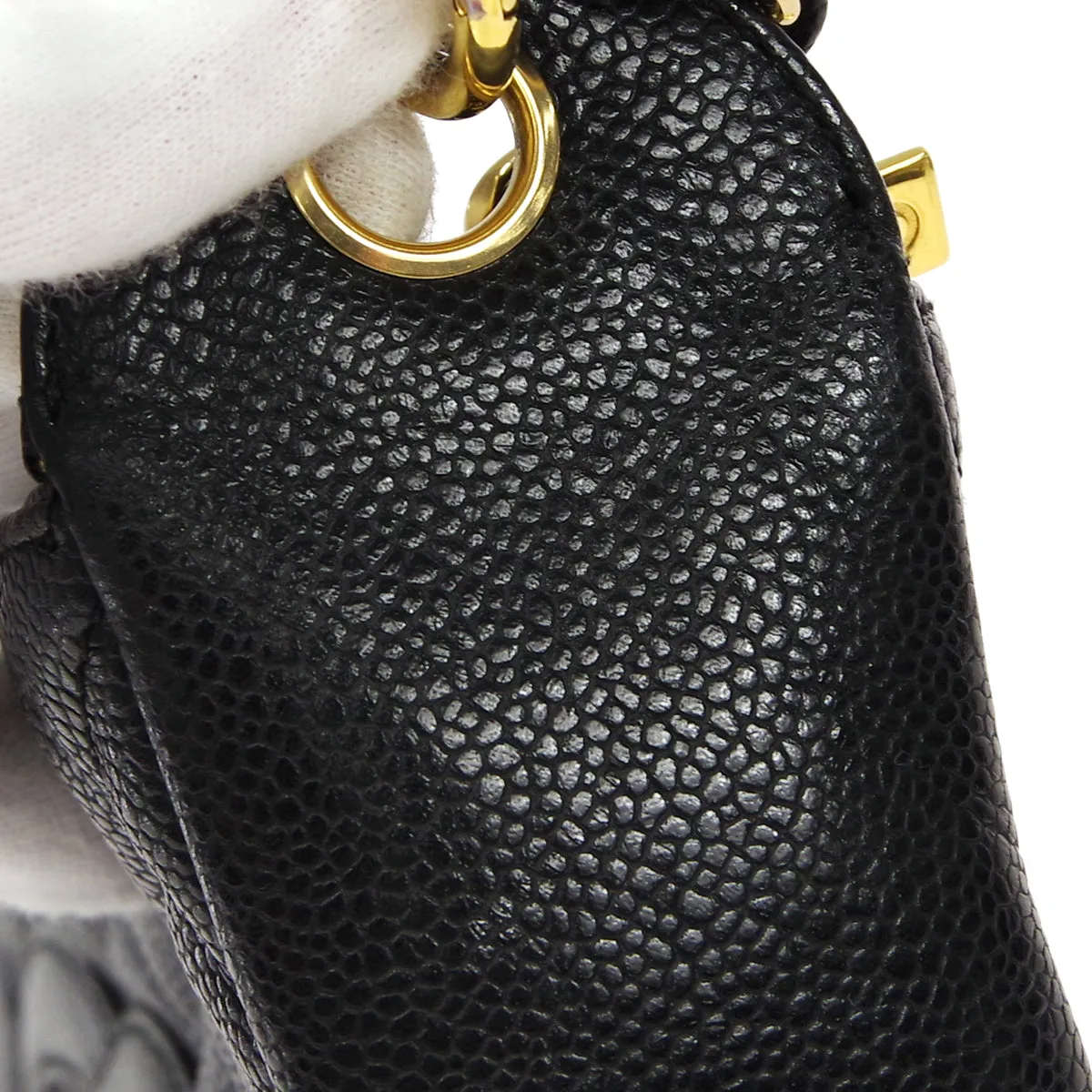 CHANEL Chain Handbag Black Caviar