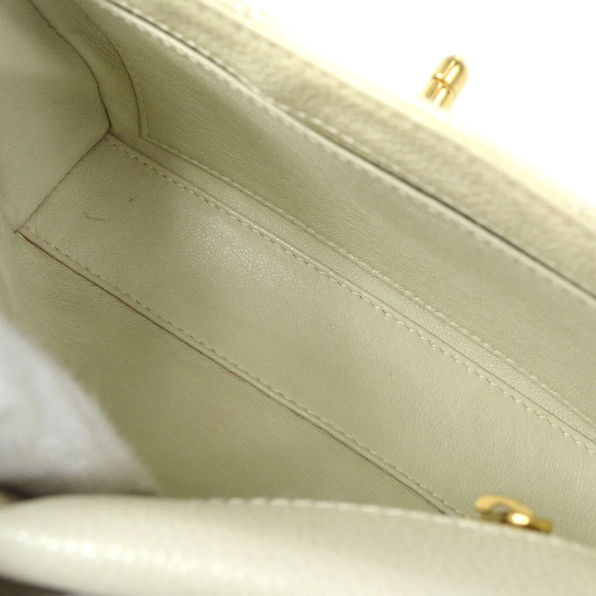CHANEL Chain Handbag Pearl White Caviar