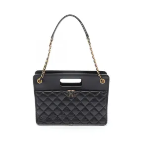 CHANEL Coco Mark Small Bag Matelasse Shoulder Leather Women's Black