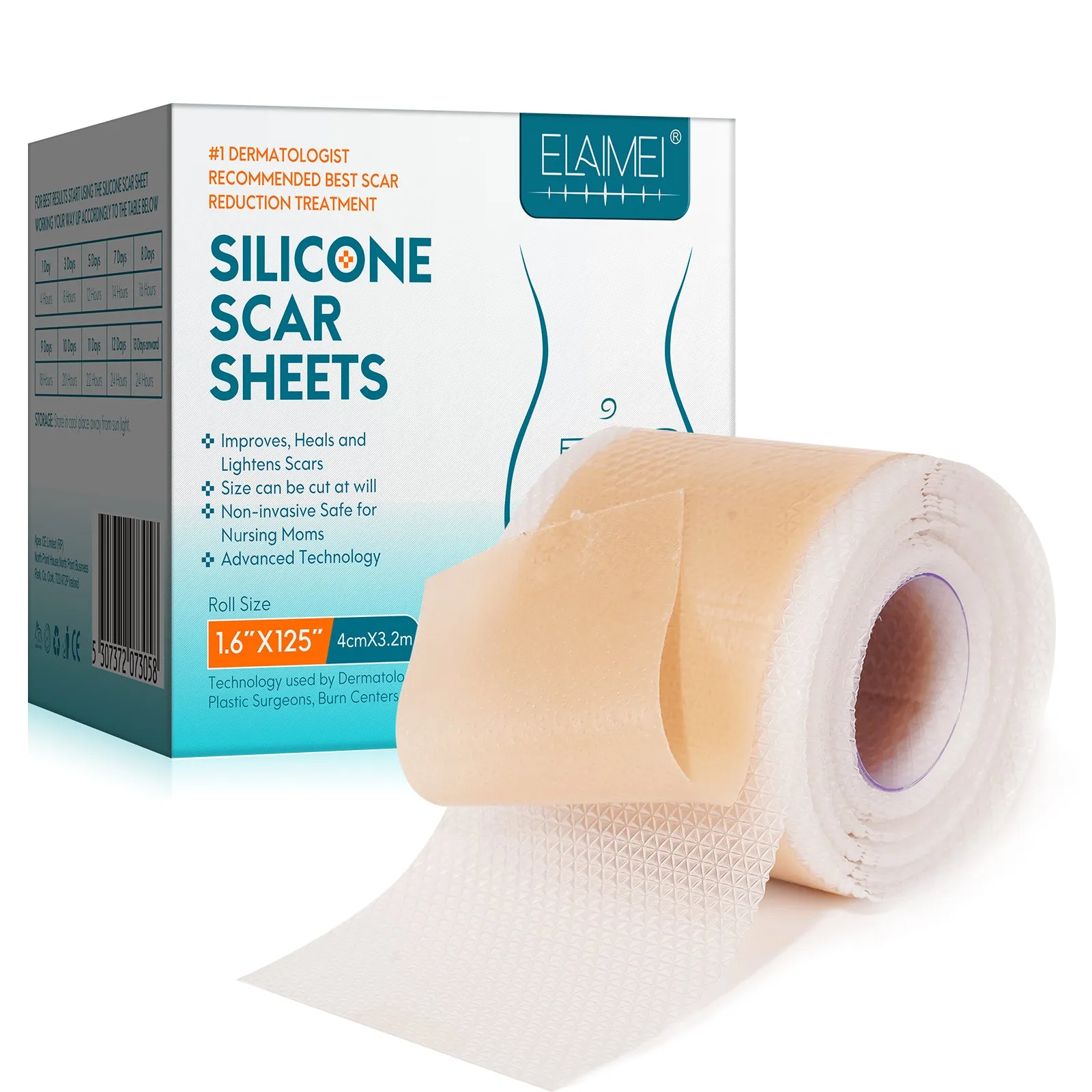 ELAIMEI Silicone Scar Sheets, Silicone Scar Tape, Scar Removal Strips for Acne Scars C-Section & Keloid Surgery Scars Sheets - 6-8 Month Supply