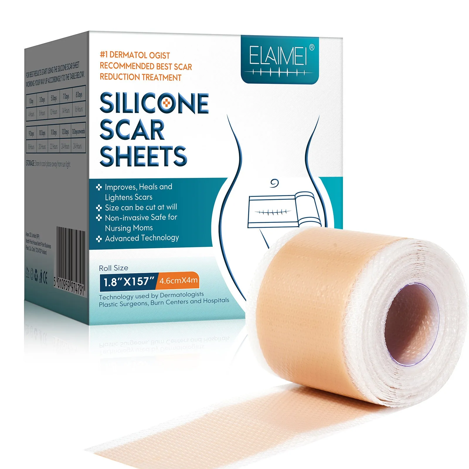 ELAIMEI Silicone Scar Sheets, Silicone Scar Tape, Scar Removal Strips for Acne Scars C-Section & Keloid Surgery Scars Sheets - 6-8 Month Supply