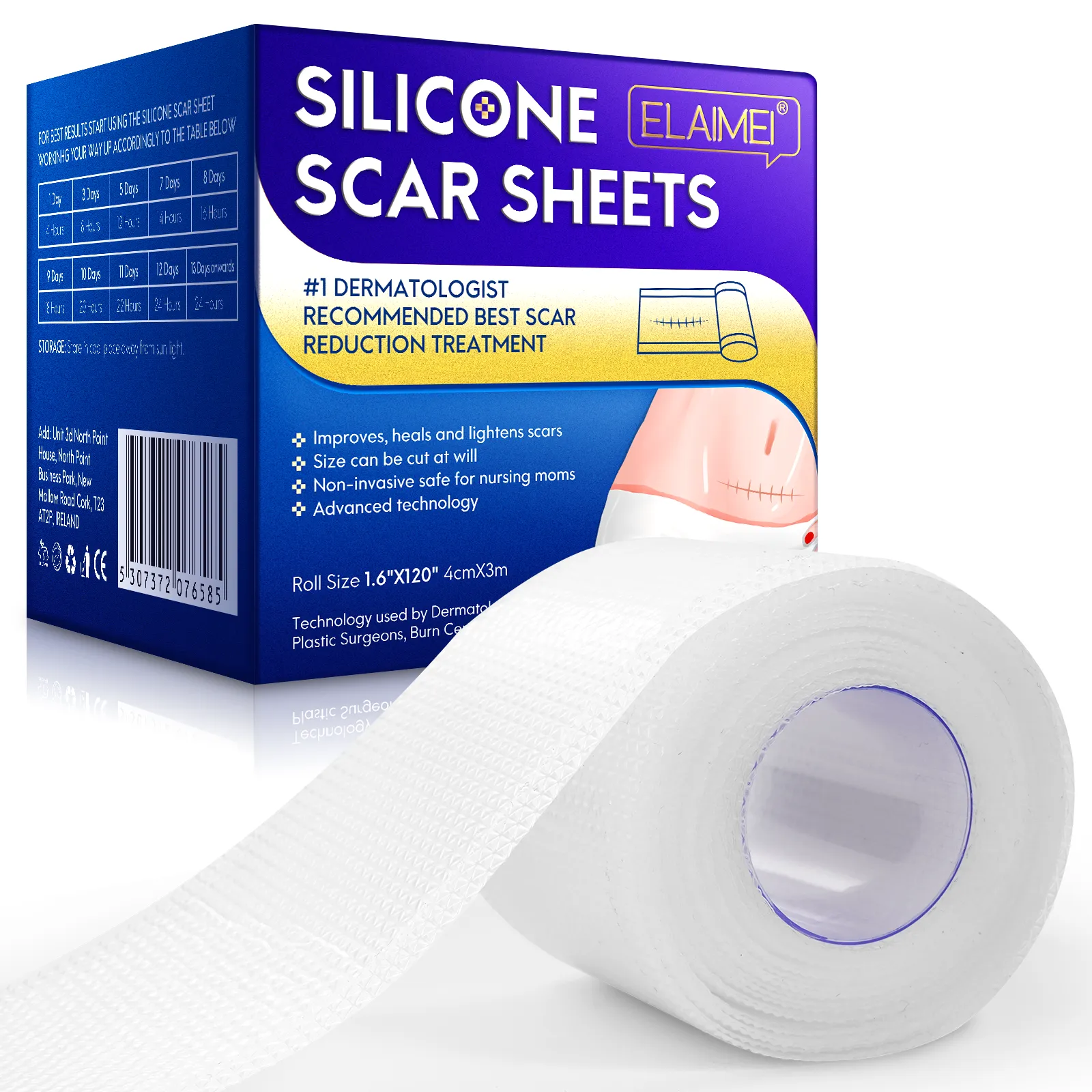 ELAIMEI Silicone Scar Sheets, Silicone Scar Tape, Scar Removal Strips for Acne Scars C-Section & Keloid Surgery Scars Sheets - 6-8 Month Supply
