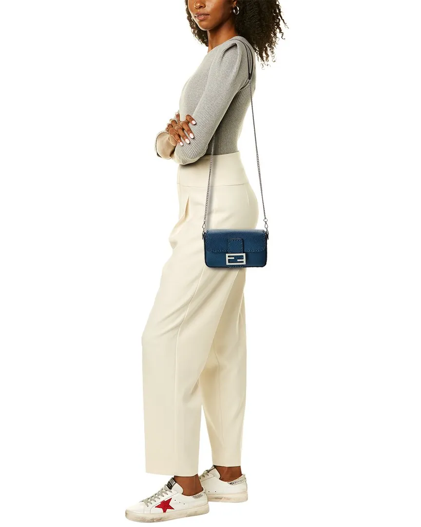 FENDI Baguette Mini Leather Shoulder Bag