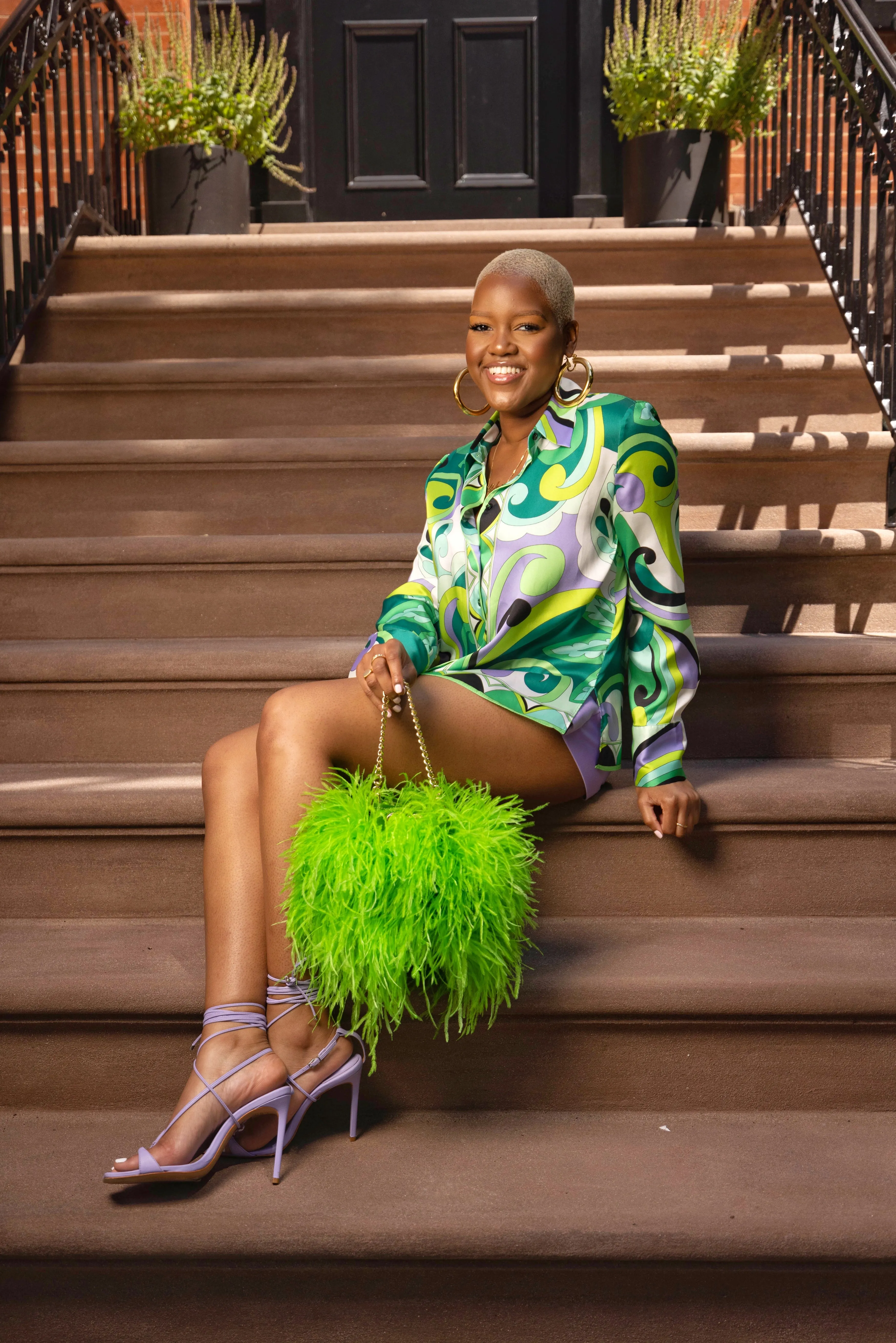 Ostrich Feather Bucket Bag | Kelly Green | Large | Made to order
