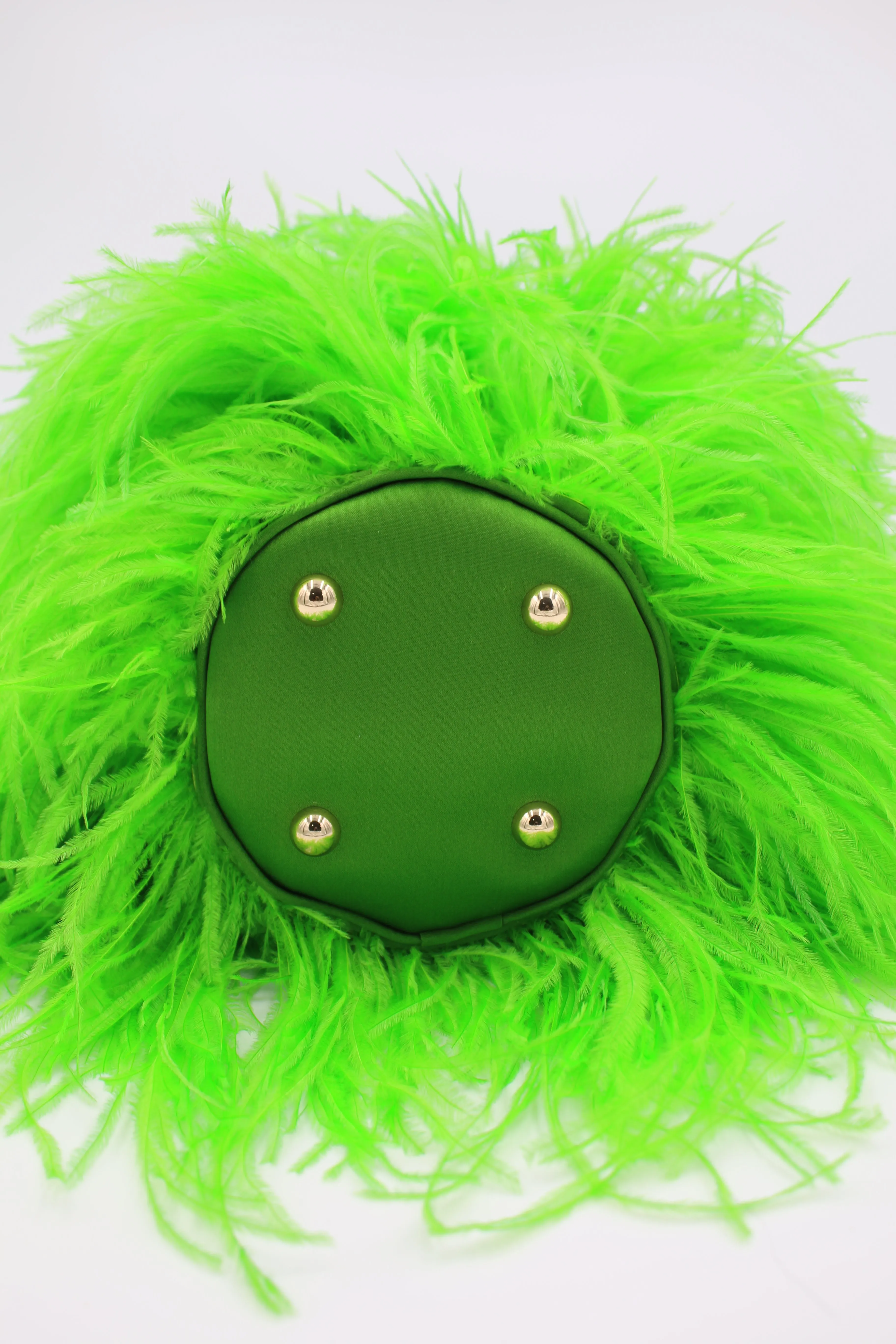 Ostrich Feather Bucket Bag | Kelly Green | Large | Made to order