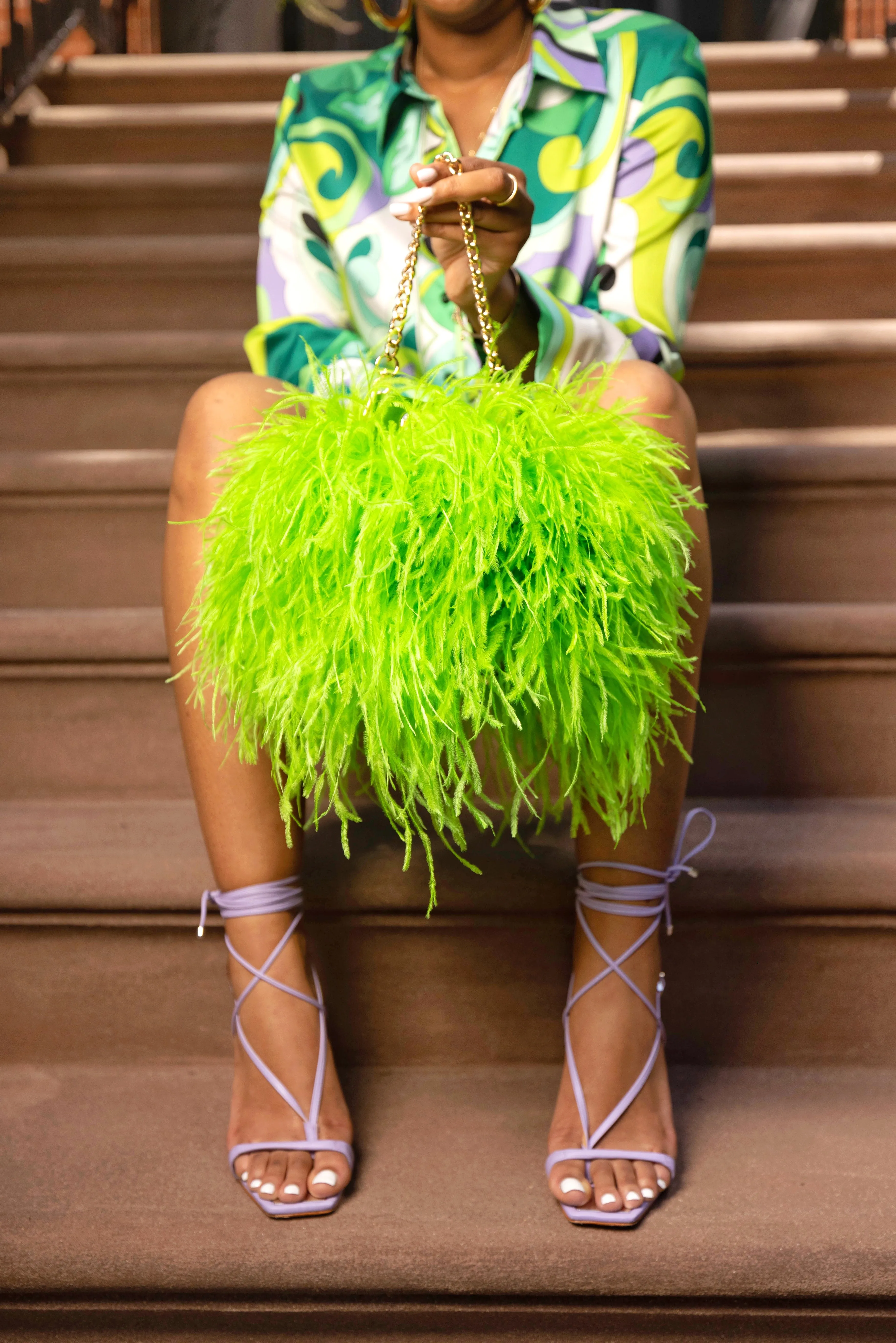 Ostrich Feather Bucket Bag | Kelly Green | Large | Made to order