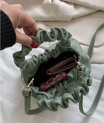 PB97 Sage Green Scrunched Handle Purse