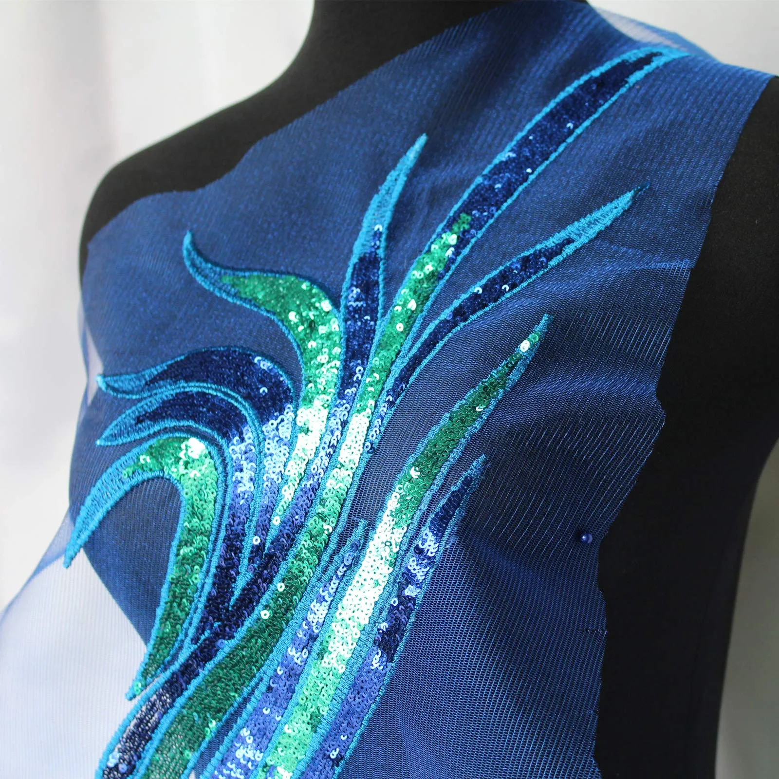 SUNMOVE Large Sequin Embroidered Applique Net Trim Sewing Collar Patch Party Dress Clothes Fabric Sew Craft