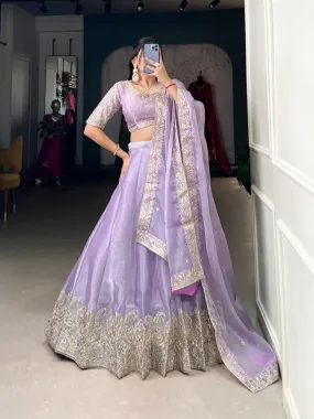Women's Designer Party Wear Burberry Silk With Sequins Embroidery Lehenga Choli